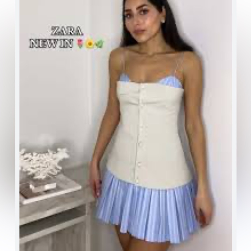 ZARA COMBINATION SHORT POPLIN DRESS - Picture 6 of 12